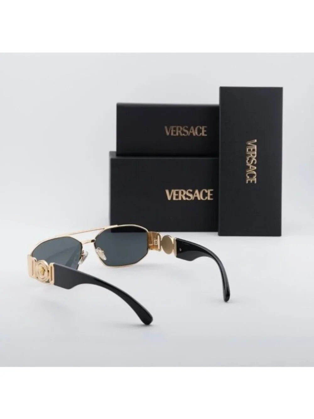 Versace VE2287 100287 Rectangle Sunglasses – Gold / Grey